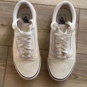 Cream & white Vans